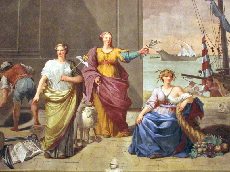 1748-Giuseppe Antonio Fabbrini - Allegoria della Navigazione, della Pastorizia e dell'Agricoltura - Villa di Poggio Imperiale